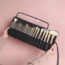 Storage Bags Professional Makeup Brushes Bag Foldable Women Cosmetic Brush Organizer Travel Transparent Dustproof Make Up Tool