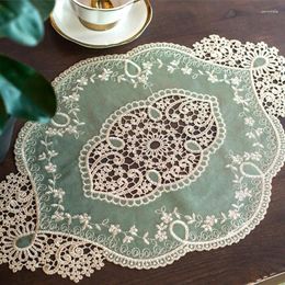 Table Cloth Retro Embroidered Lace Placemat French Style Flannel Ins Tea Cup Mat Tablecloth Pastoral Bedside Party Decoration