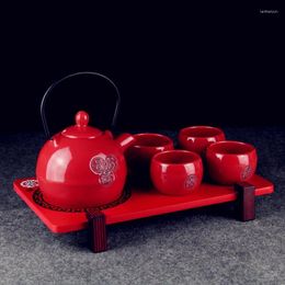 Tea Trays Creative Ceramics Feng Sets Red Teapot Cup Of A Complete Set Wedding Anniversary Gift