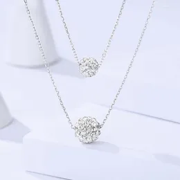 Chains The Rhinestone Clavicle Chain S925 Sterling Silver Light Luxury Fashion Circular Necklace With Elegant Ladies Accessories