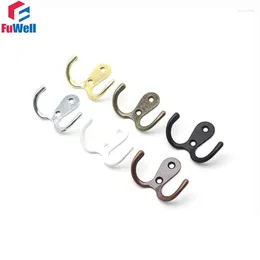 Hooks Fuwell 7 Pcs Zinc Alloy Simple Cabinet Wardrobe Double Hook Kitchen Bathroom Wall Mounted Clothes Hat