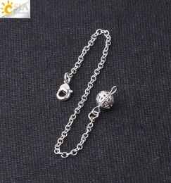 CSJA Silver Color Copper Chain for DIY Pendulum 18cm Lobster Clasp Round Ball Chains Making Jewelry Healing Pendulums Metal Access8017143