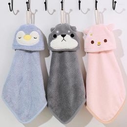 Towel 1PC Cartoon Hanging Hand Soft Coral Kitchen Cute Kids Child Baby Quick Dry Bathing