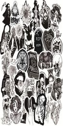 50pcsLot Gothic Stickers for Water BottleBlack White Skull StickersWaterproof Stickers Perfect for Laptop Phone Car Skate1493454