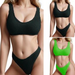 Women's Swimwear Simple Fashion Bikini Sets Solid Colour Two Piece Swimsuit Set Pure Thong Brazilian Bathing