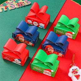 Gift Wrap 30 Pieces Cartoon Christmas Rectangle Box Creative Bow Portable Decoration Packaging Cookie Package Paper Case