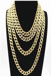 Men Women Gold Silver Miami Cuban Link Chain High Polished Hiphop Rap Rhinestone Punk Necklaces Chains 16quot18quot20quot9793011