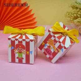 Gift Wrap Boys and girls 3rd birthday party discount mini cardboard customer gift candy box red printed clown 20/50/100 pieces childrens activity decorationQ240511