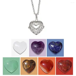 Pendant Necklaces Natural Stone Love Heart Charm Necklace Stainless Steel Chain Replaceable Agates Crystal Jewellery Gift For Women