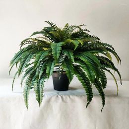 Decorative Flowers 88 Leaves Fake Ferns Artificial Plants 23-inch For Outdoors UV Resistant Lifelike Fern