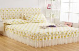 Romantic Lace Bed Skirt Sanding Soft Bedspreads Fashional Fitted Sheet Twin Queen Bedspread for Girl Room Home Decoration Y2004234808097