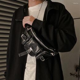 Bag 2024 Dark Japanese PU Waist Ins Chest Male Fashion Brand Personality Shoulder Wild Backpack Messenger