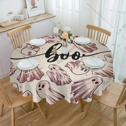 Table Cloth Halloween Ghost Round Tablecloth Waterproof Wedding Party Cover Holiday Dining For Kitchen