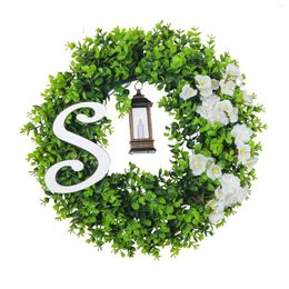 Decorative Flowers Front Door Wreath 17.7" Home Decoration Artificial Christmas Faux Green For House Wall Holiday Fireplaces Wedding