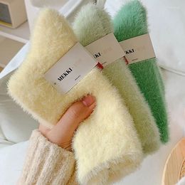 Women Socks Solid Color Thermal Soft Plush Autumn Winter Thick Warm Snow Fashion Homewear Keep Floor Sleep Sock