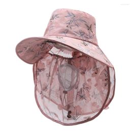 Berets Wide Brim Sunscreen Hat Sun-Proof Bucket Agricultural Work Breathable Protect Neck Anti-uv Shawl Outdoor Sports