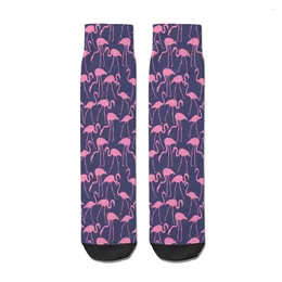 Men's Socks Pink And Navy Flamingo Straight Male Mens Women Autumn Stockings Polyester Hip Hop