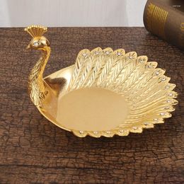 Plates Metal Candy Dish Golden Peacock Shape Fruits Serving Tray Storage Bowl Dessert Snack Nut Party Decor