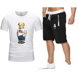 Men's Tracksuits 2024 Men Women's Two-pieces Set With Round Neck Short Sleeved Cotton T-shirt And Zipper Shorts