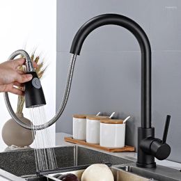 Kitchen Faucets Black Stainless Steel Faucet And Cold Mixer Taps Pull Out Side Sprayer Dual Spout 360 Rotation