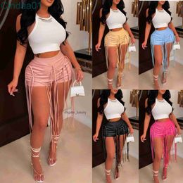 Womens Sexy PU Leather Short Pants Ladies New Rope Woven Low Waist Tassel Shorts