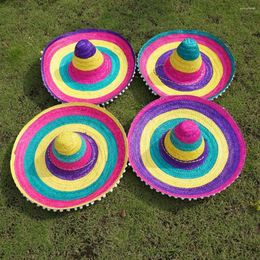 Berets Colorful Wide Brim Mexican Party Hat Summer Sombrero Halloween Beach Decor Sun Men