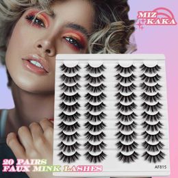 False Eyelashes 20 pairs of fluffy and soft Wispy long fake eyelashes 3D artificial mink fur Fox cat eyes handcrafted eyelash makeup Q240510