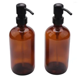 Liquid Soap Dispenser Glass 18 Oz Hand Bottle Stainless Steel Push-Type Dispensing