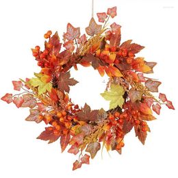 Decorative Flowers Halloween Pumpkin Wreath Outdoor Wall Hang Front Door Wreaths Decorations Autumn Leaves Housewarming Gifts