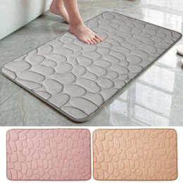 Carpets Bathroom Mat Memory Foam Coral Fleece Floor Embossed Stone Water Absorbing Non Slip Bathmat Carpet For