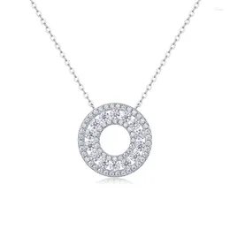 Chains N13249 Lefei Fashion Trendy Luxury Classic Moissanite Design Round Circle Necklace For Charm Women 925 Silver Party Jewelry Gift