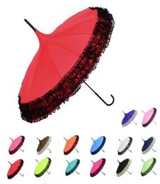 50 pieceslot New Elegant Semiautomatic Lace Umbrella Fancy sunny and rainy Pagoda Umbrellas 11 Colours available2614133