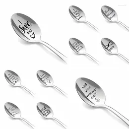 Dinnerware Sets 2Pcs Creative Design Stainless Steel Long Handled Spoons Home Kitchen Tools For Wedding Anniversary Valentine's Day Gifts