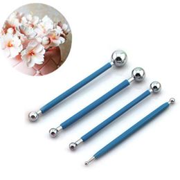 Whole 4pcsLot Sugarcarft Fondant Cake Decorating KitStainless Steel Moulding Ball Sticks Kitchen Accessories Polymer Clay To3453884