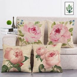 Pillow Nordic Style Rose Flowers Pattern Cover Sofa Colourful Pillowcase Fresh Soft Home Car Chair Decor T84