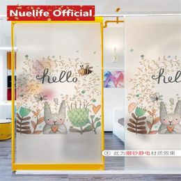 Window Stickers 60x90cm Cartoon Animal Pattern Frosted Glass Film Bathroom Kitchen Kids Room Kindergarten Balcony Windows And Doors