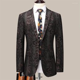 Men's Suits Explosive Formal Casual Pattern Suit Slim Single Party Business Trend Four Seasons With Handsome Coat Men