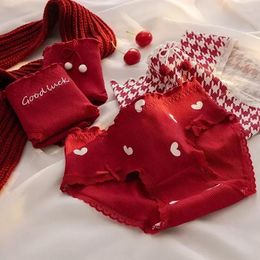 Women's Panties Cotton Female Underpants Soft Red For Wedding Briefs Underwear Plus Size Pantys Girls Luck Lingeries