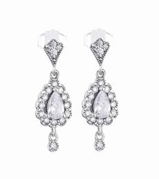 2018 Winter New Collection 925 Sterling Silver Tear Drop Dangle Earrings with Clear CZ Fits European P Style Jewellery Fashion Earrings2262928