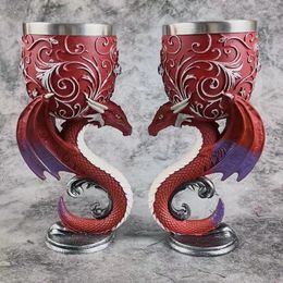 Mugs Mythology Legend Personality Creativity 3D Sculpture High Feet Cup Mediaeval Retro Couple Resin Red Wine