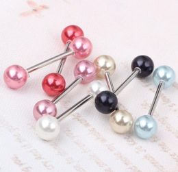 Tongue bar T21 mix 6 Colour 100pcslot body Jewellery piercing pearl tongue bar tongue ring7341971