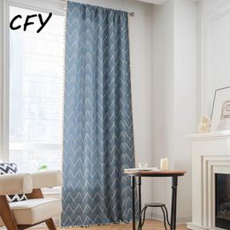 Curtain American Rural Retro Jacquard Striped Waves Cotton Linen Blackout Window Drapes For Bedroom Curtains In The Living Room