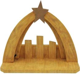 Comfy Hour Faith and Hope Collection Nativity Creche with Star On Roof Stable for Christmas Holy Family Figurine Set Polyresin H139818002