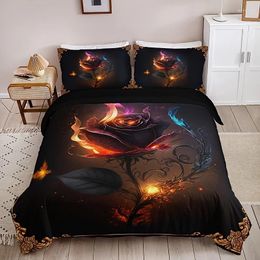 Bedding Sets Fashion Aesthetic 3D Rose Print Set Soft Comfortable Duvet Cover For Bedroom Guest Room