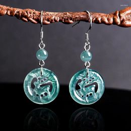 Dangle Earrings Natural A-grade Jade Blue Water Deer S925 Silver Inlaid Jadeite Stone Women's Gifts With Your Jewellery Along The Way