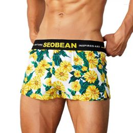 Underpants SEOBEAN Mens Underwear Boxers Shorts Comfortable Loose Homewear Sleep Bottoms Boxershorts Penis Pouch Male Panties