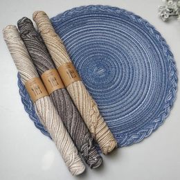 Table Mats 1PC Kitchen Cotton Yarn Dinner Placemat Round Ramie Woven Cup Mat Heat Insulation Plate Anti-scald Non-Slip