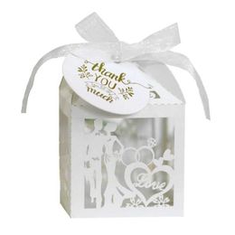 Gift Wrap 25/50 Wedding Bride and Groom Candy Boxes Suitable for Guests Love Exquisite Packaging Box With Thank You Tags Holiday Party SuppliesQ240511