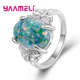 Cluster Rings Women Mothers Day Present Sumptuousness Green Opal Arrival 925 Sterling Silver Crystal Jewelry Accessories