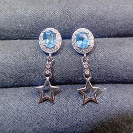 Stud Earrings Per Jewellery Natural Real Blue Topaz Earring Star Style 0.6ct 2pcs Gemstone 925 Sterling Silver Fine L243189